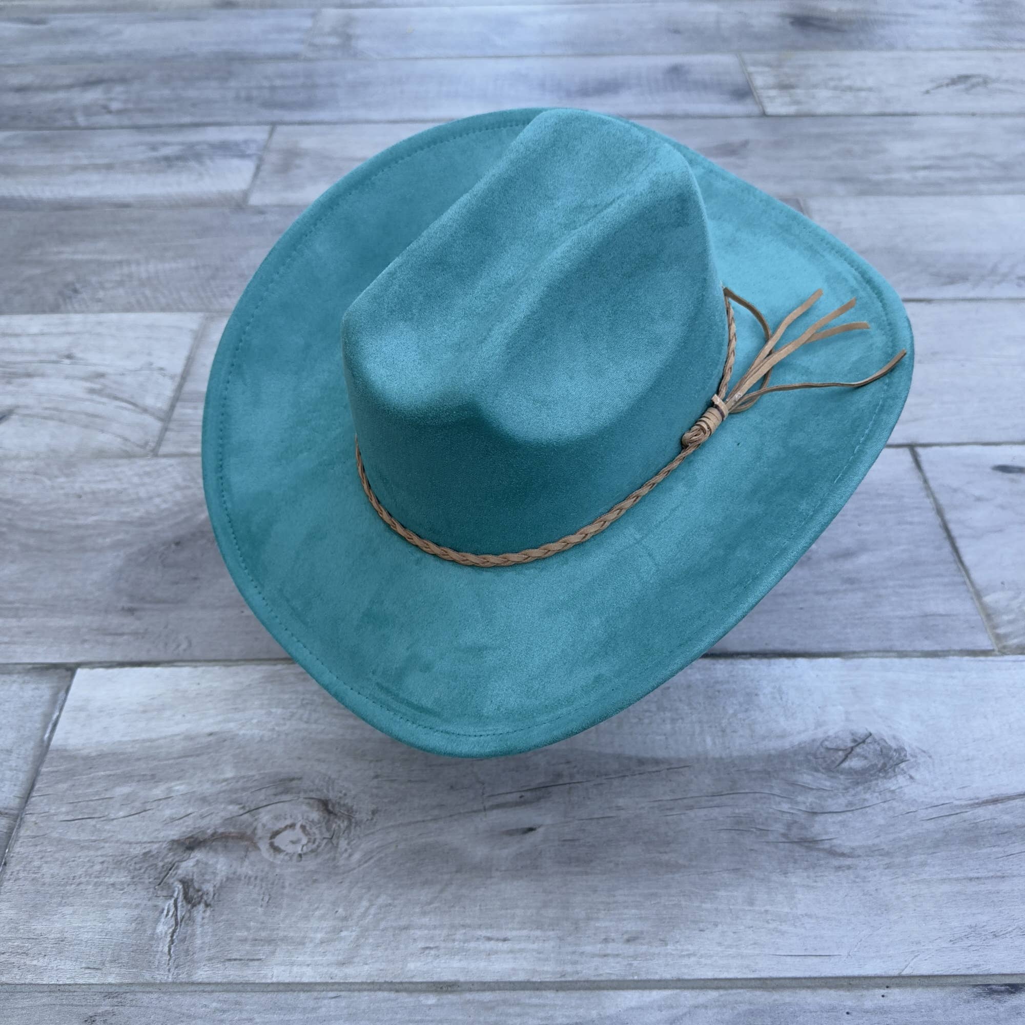 Vegan Suede Cattleman Cowboy Hat with Suede Hat Band