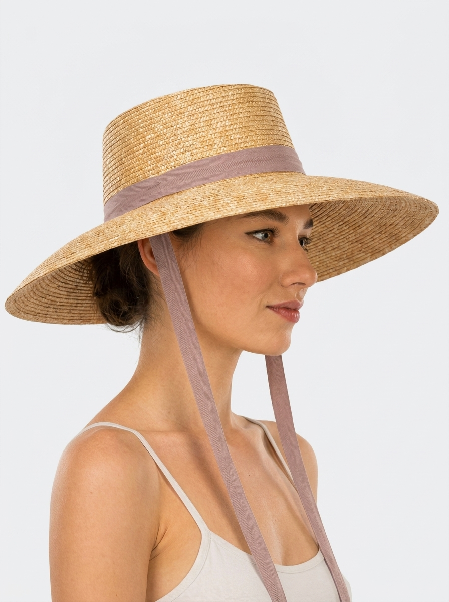 Wheat Straw Boater Hat with Twill Tape