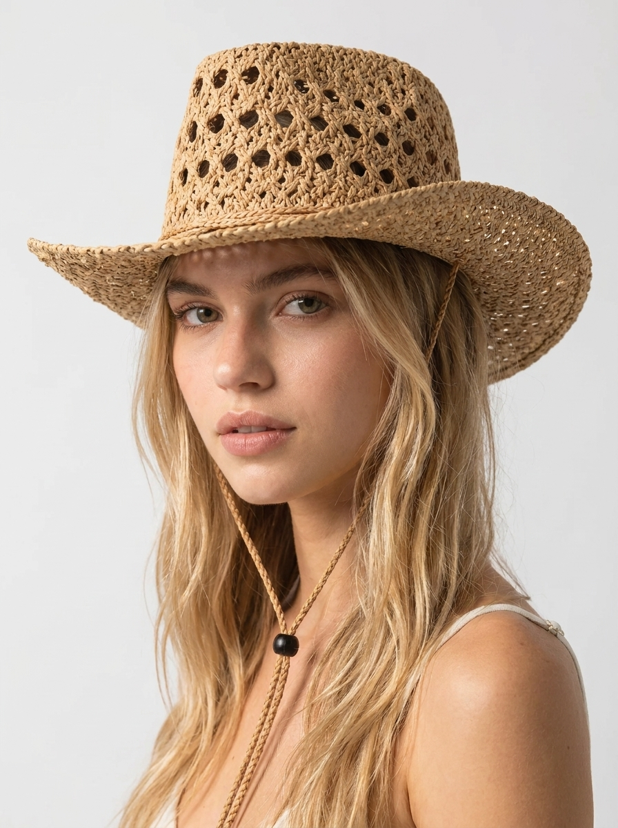 Open Weave Straw Cowboy Hat