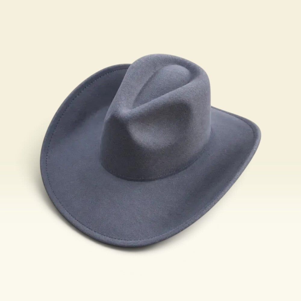 Vegan Felt Cowboy Hat Wide Brim Western Cattleman