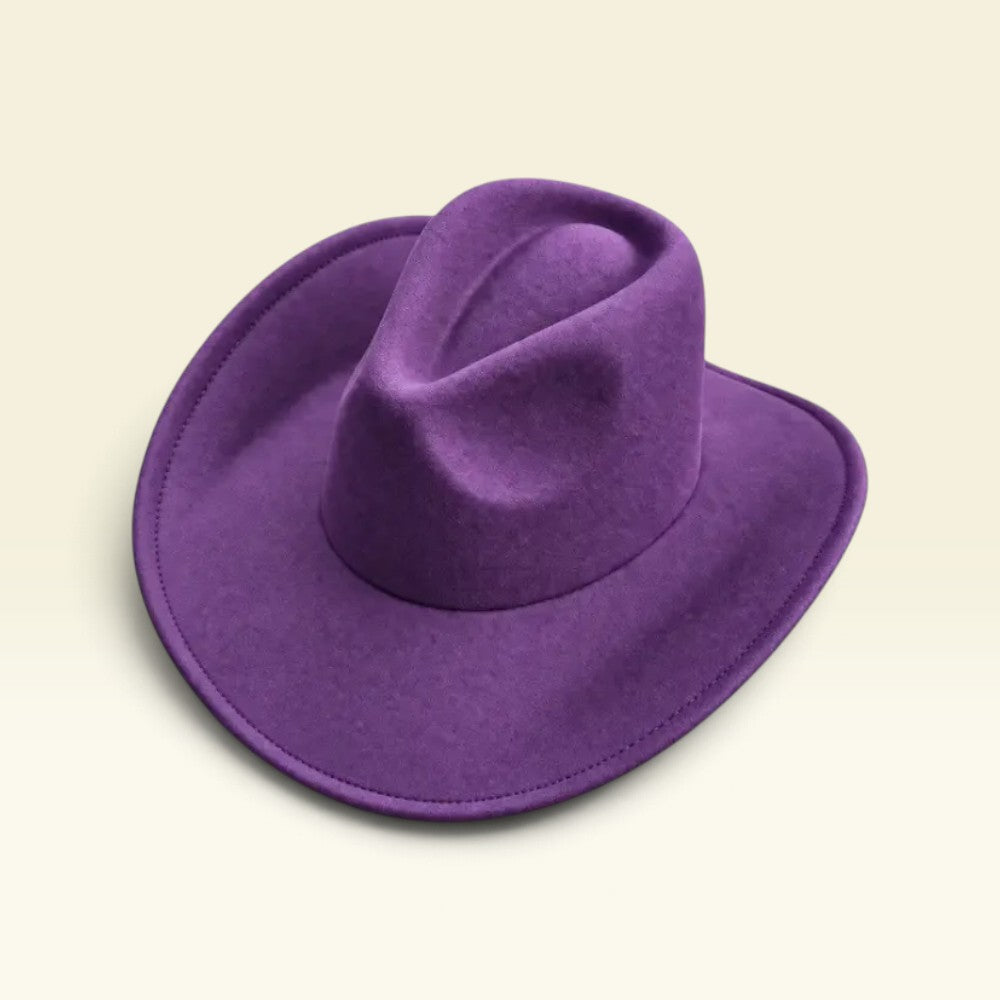Vegan Felt Cowboy Hat Wide Brim Western Cattleman