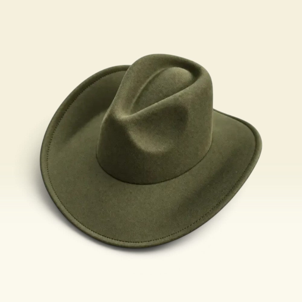 Vegan Felt Cowboy Hat Wide Brim Western Cattleman