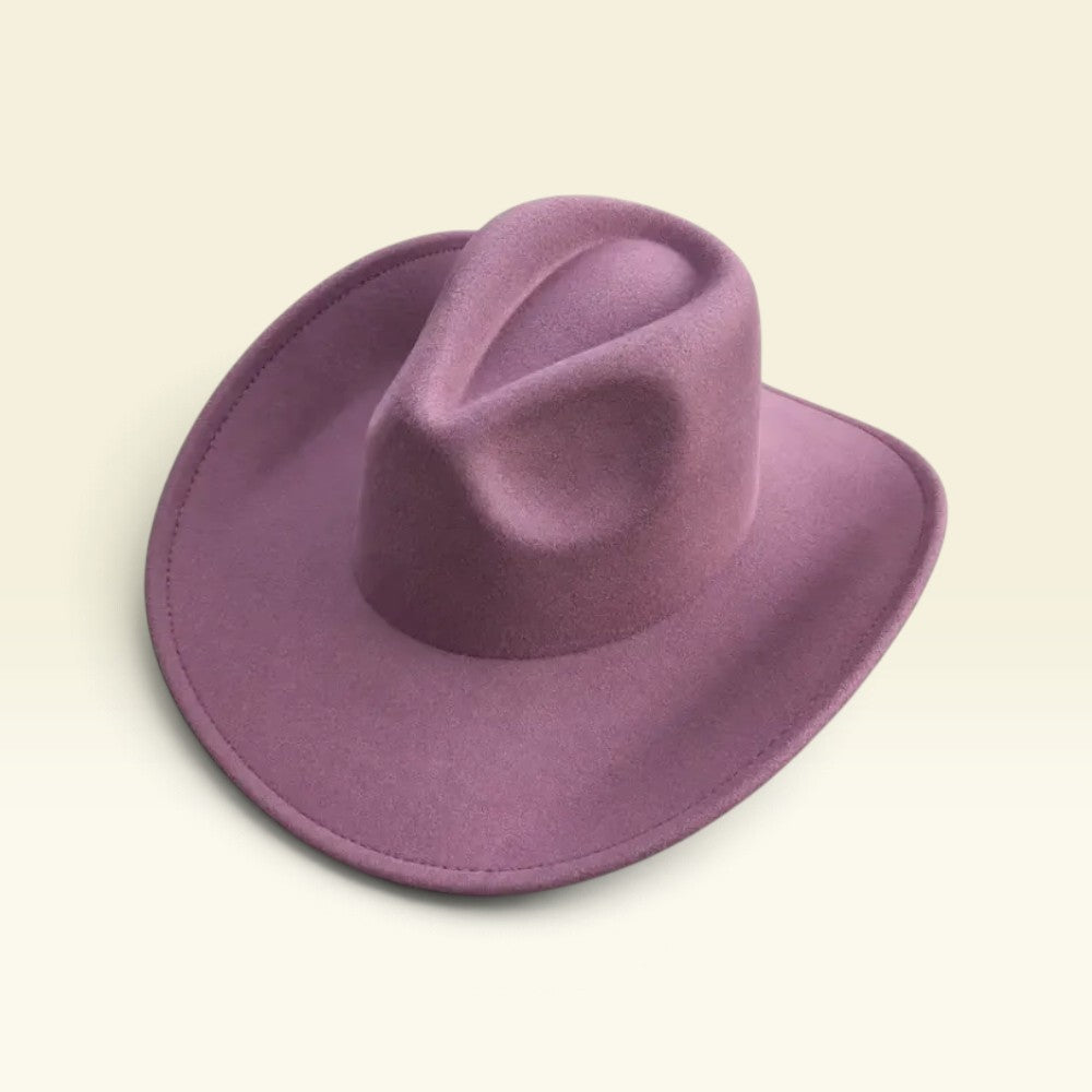 Vegan Felt Cowboy Hat Wide Brim Western Cattleman