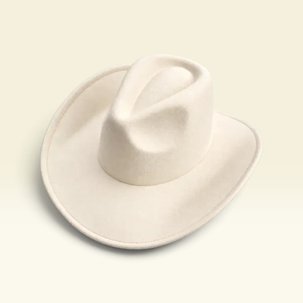 Vegan Felt Cowboy Hat Wide Brim Western Cattleman