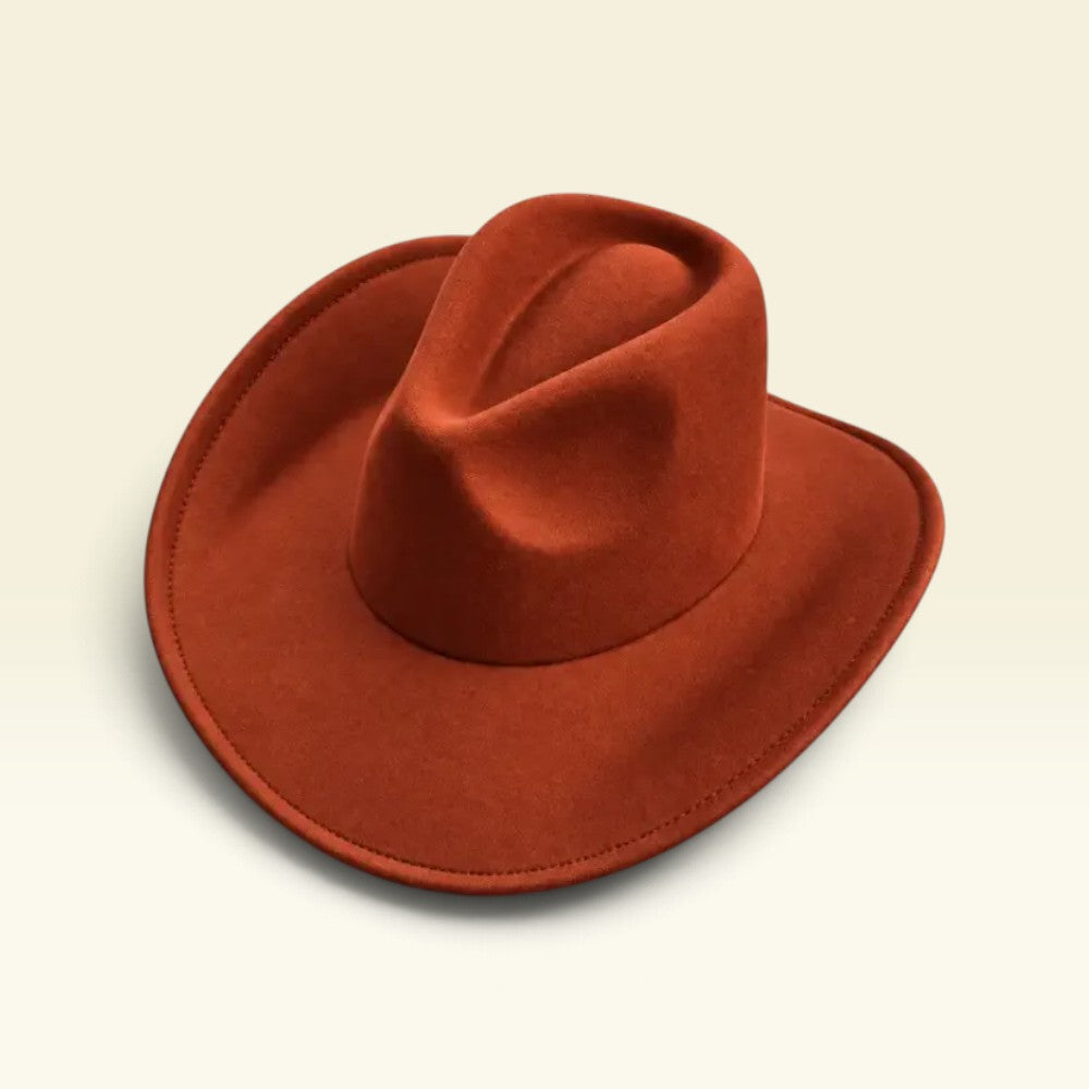 Vegan Felt Cowboy Hat Wide Brim Western Cattleman