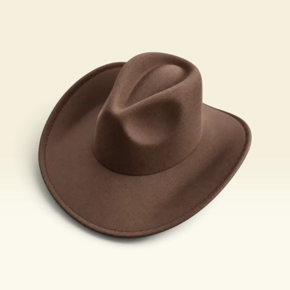 Vegan Felt Cowboy Hat Wide Brim Western Cattleman