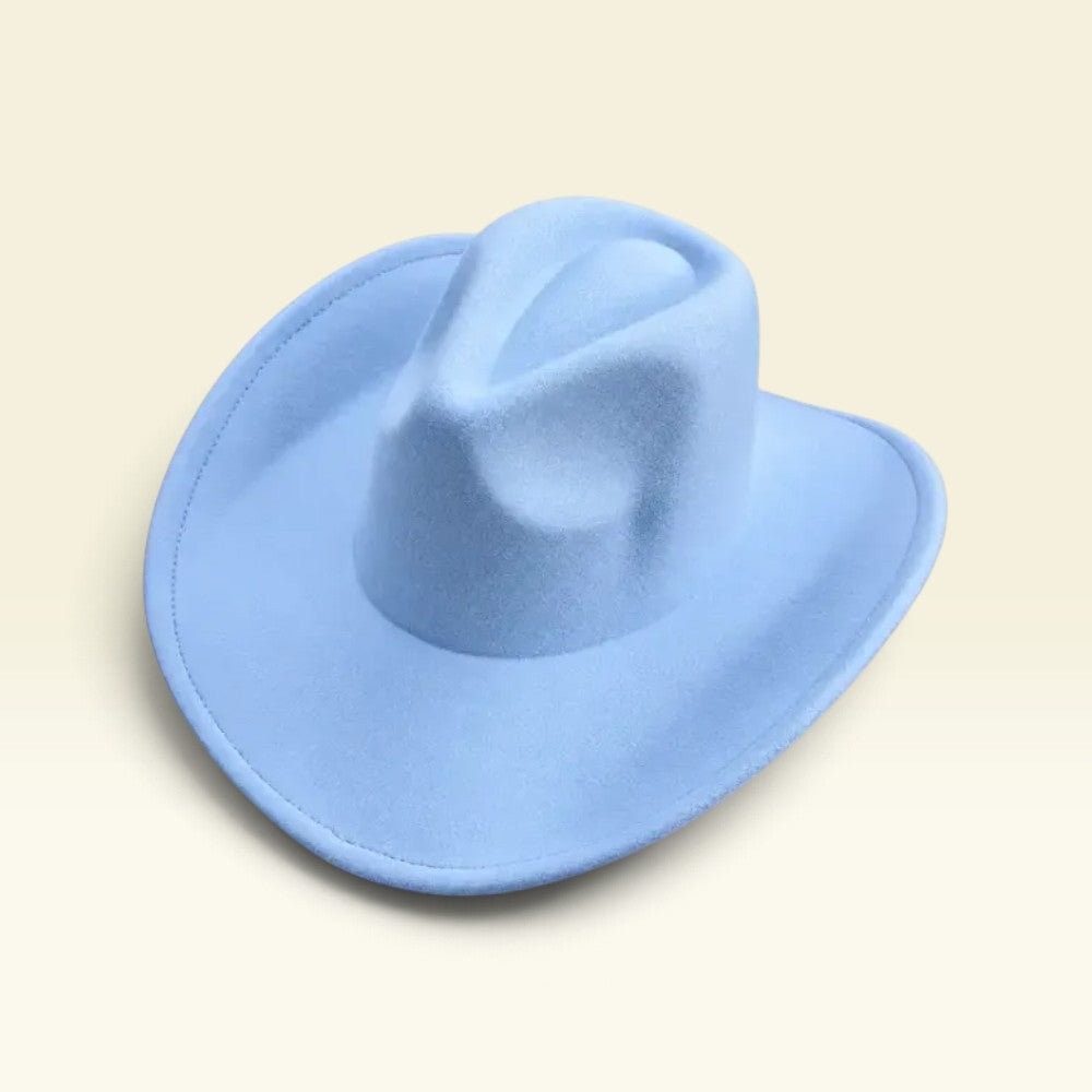 Vegan Felt Cowboy Hat Wide Brim Western Cattleman