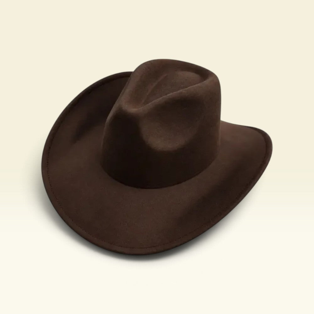 Vegan Felt Cowboy Hat Wide Brim Western Cattleman