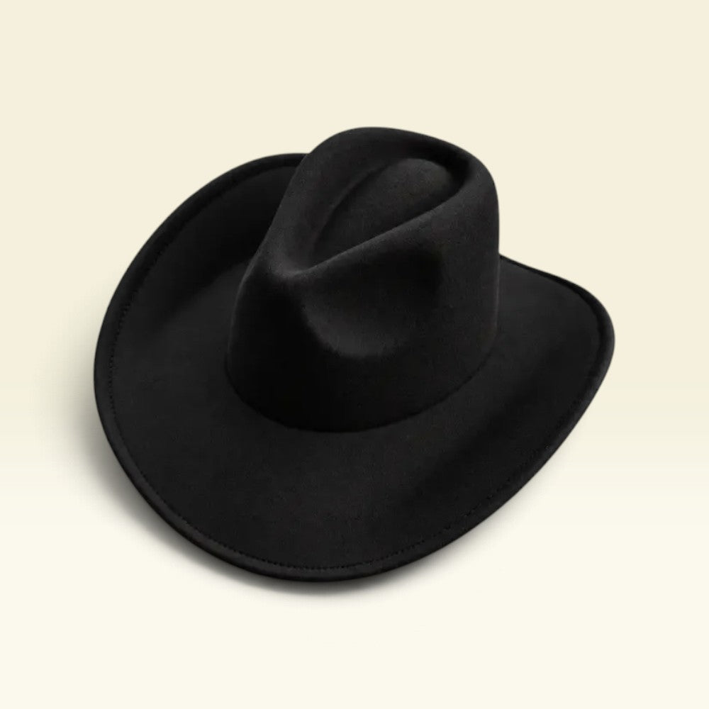 Vegan Felt Cowboy Hat Wide Brim Western Cattleman