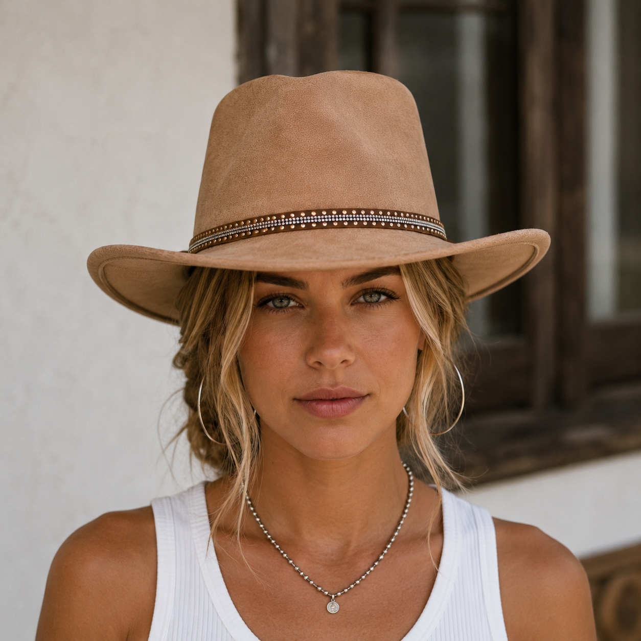 Western Rhinestone Studded Adjustable Brown Hat Band